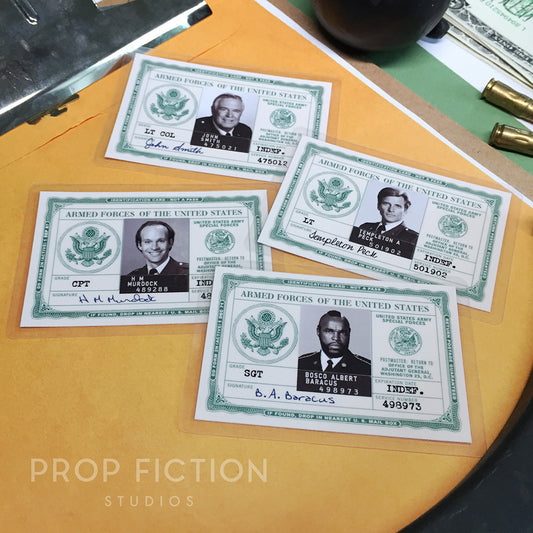 The A-Team - Prop Wartime Issue Identification Cards / Vietnam War Cosplay IDs