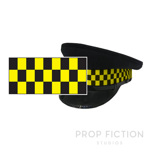 Traffic Cap Dice Chequered Banding / 1M Black & Yellow Check Sillitoe Hat Ribbon