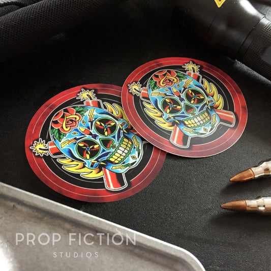 The Expendables - Pair of Prop Sugar Skull Set Dressing / Vehicle Case Decals