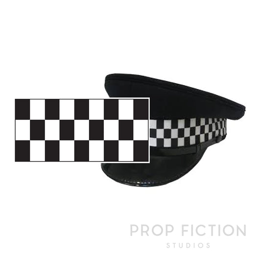 PoIice Cap Dice Chequered Banding / 1M Black & White Check Sillitoe Hat Ribbon