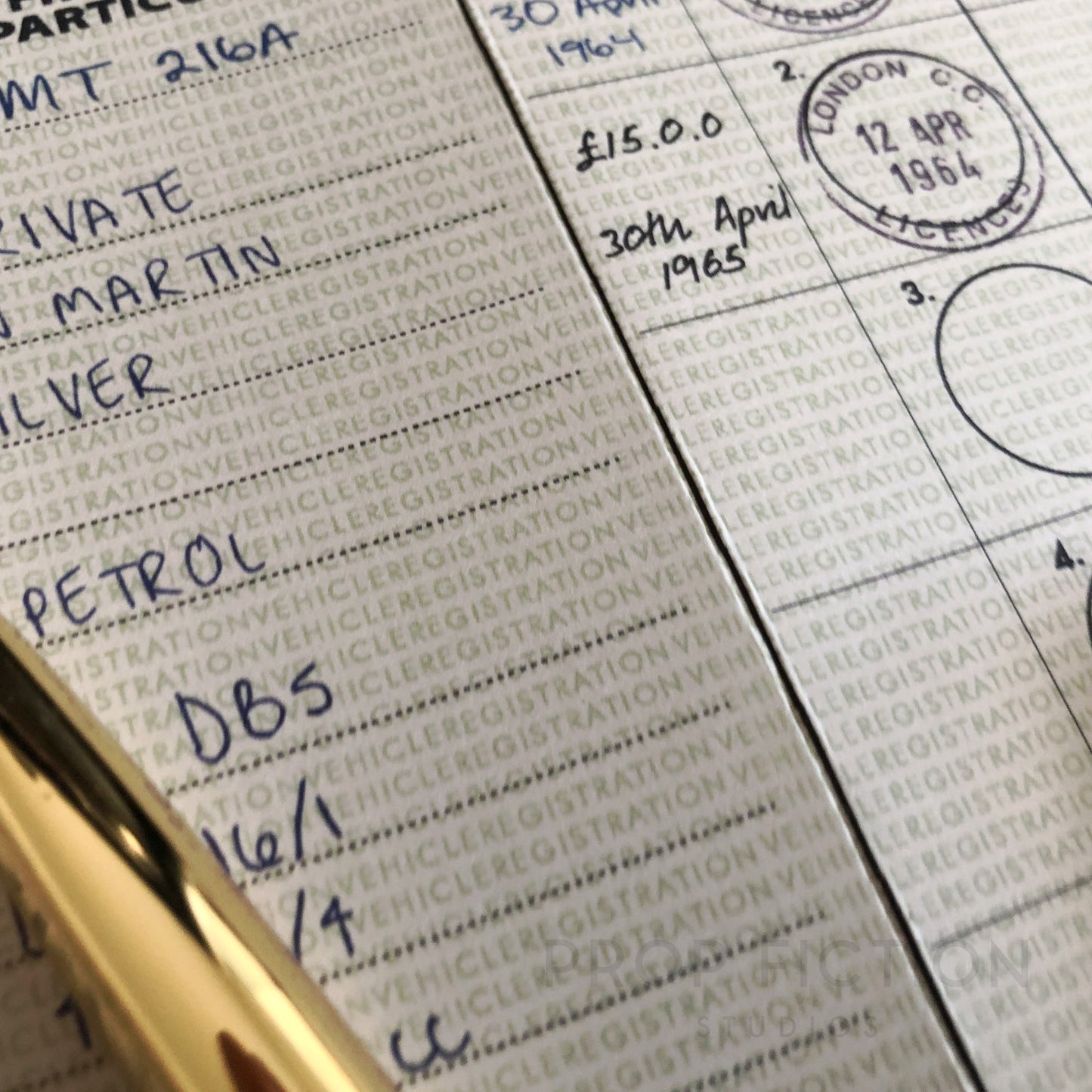 James Bond 007: Goldfinger - Prop 1960s Vintage Aston Martin DB5 / Cosplay Car Vehicle Log Book