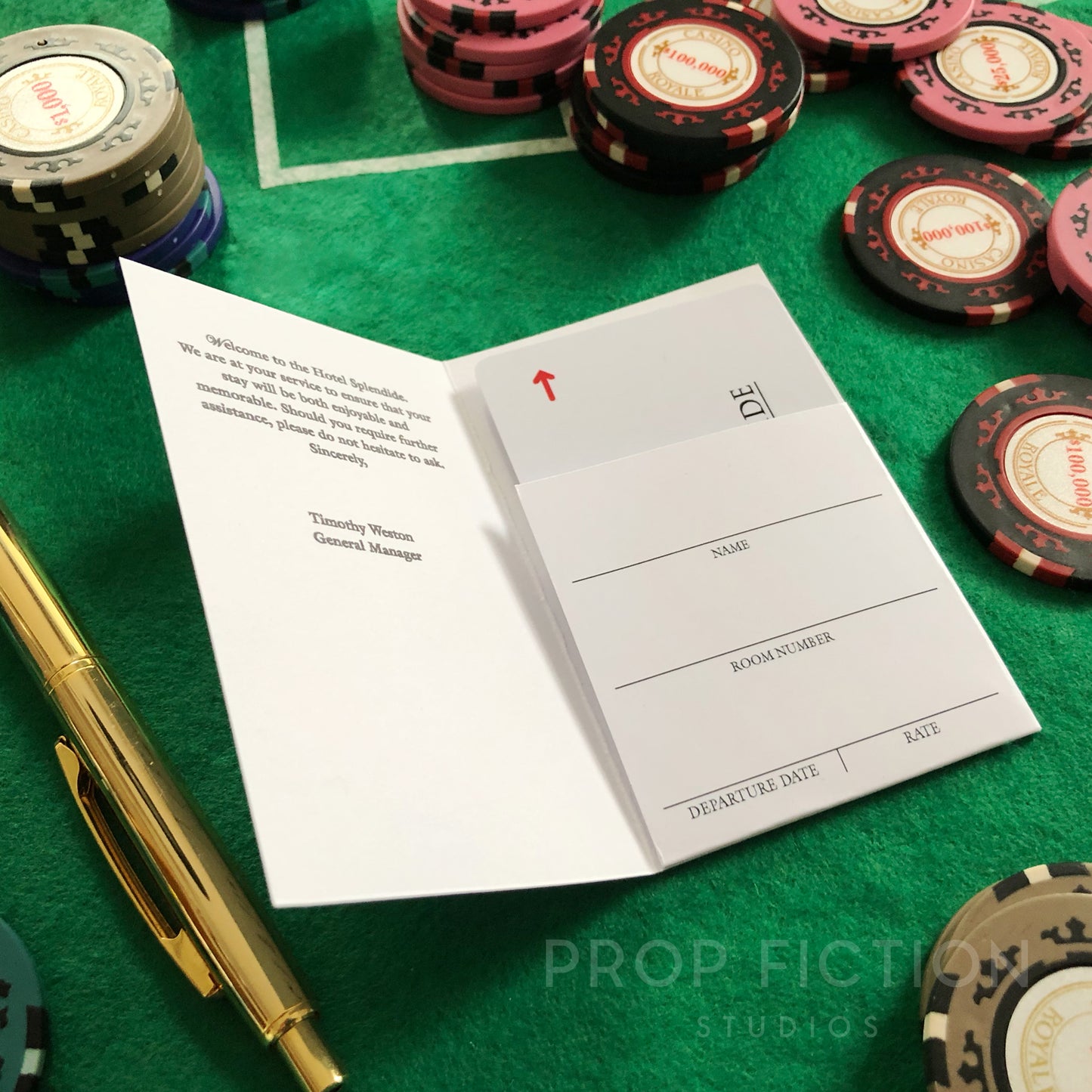 James Bond 007 Cosplay Display: Casino Royale - Prop 'Hotel Splendide' Room Key Card and Wallet