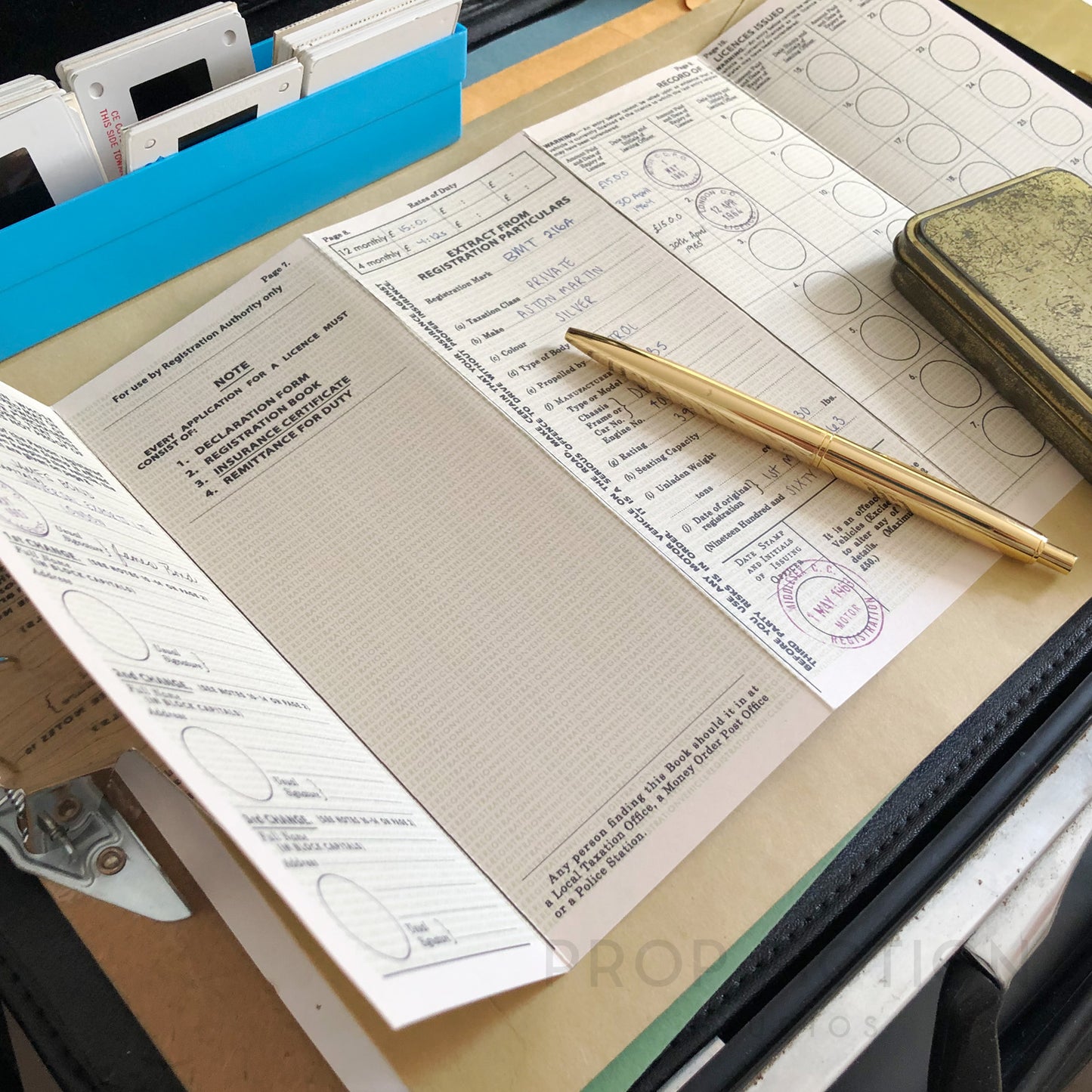 James Bond 007: Goldfinger - Prop 1960s Vintage Aston Martin DB5 / Cosplay Car Vehicle Log Book