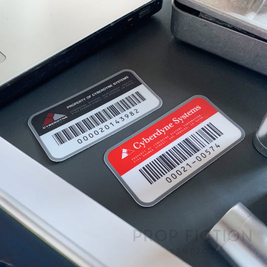 Pair of Prop Cyberdyne Systems Case Stickers / Laptop Computer Equipment Decals