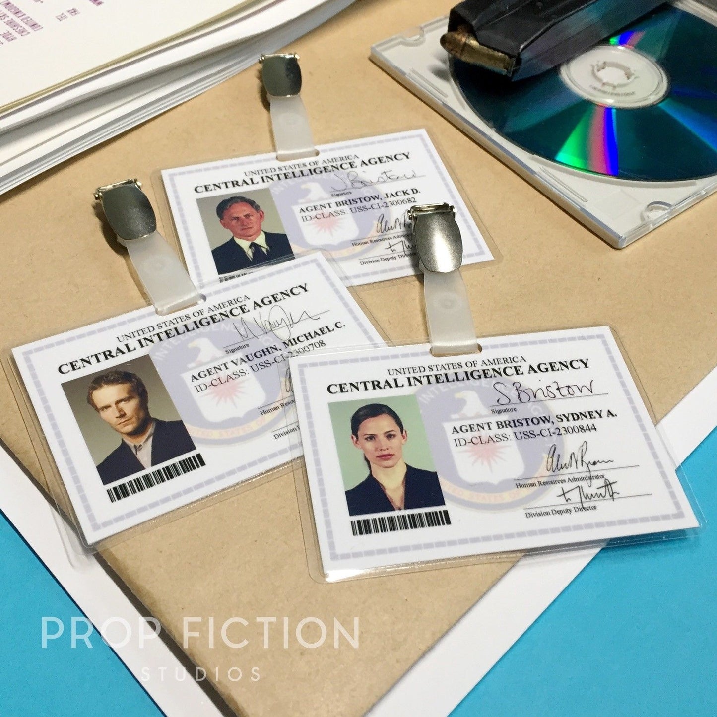 Alias - Prop Special Agent Security Access IDs / Cosplay Intelligence Agency Clip-on Wallet Cards