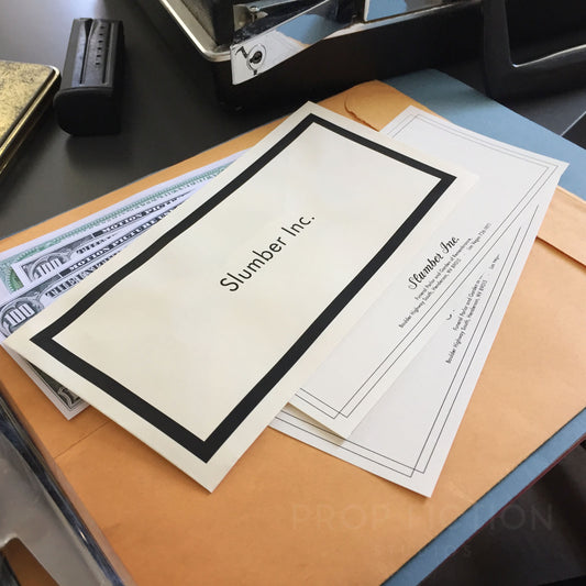 Cosplay Display Props: Diamonds are Forever - Prop Slumber Inc Envelope / Comp. Slips