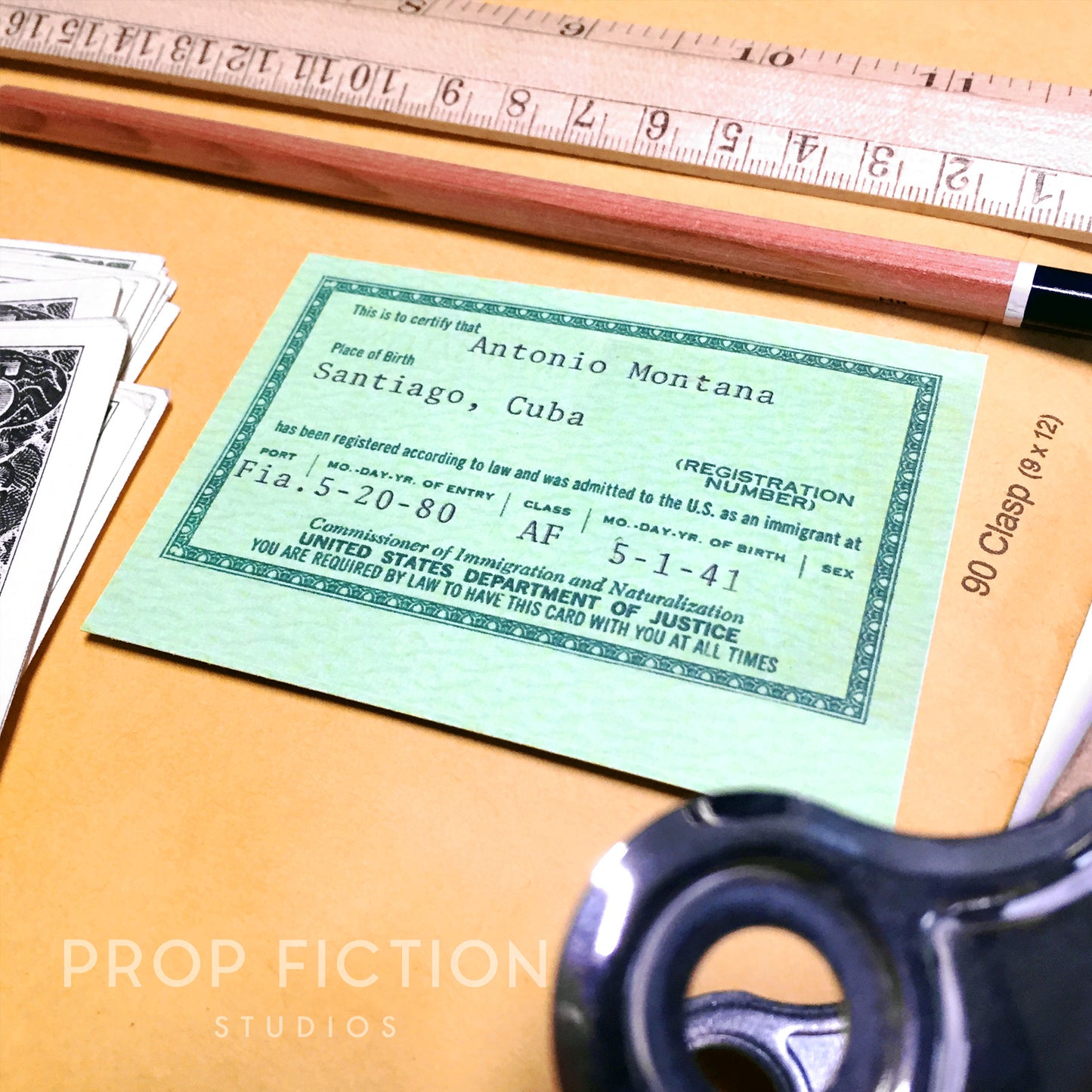 Scarface - Antonio Montana Green Card / Alien Registration Cosplay Card