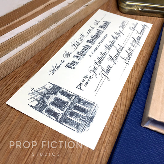 Gone with the Wind - Movie Prop Scarlett O'Hara / $300 Bank Cheque / Bank Check