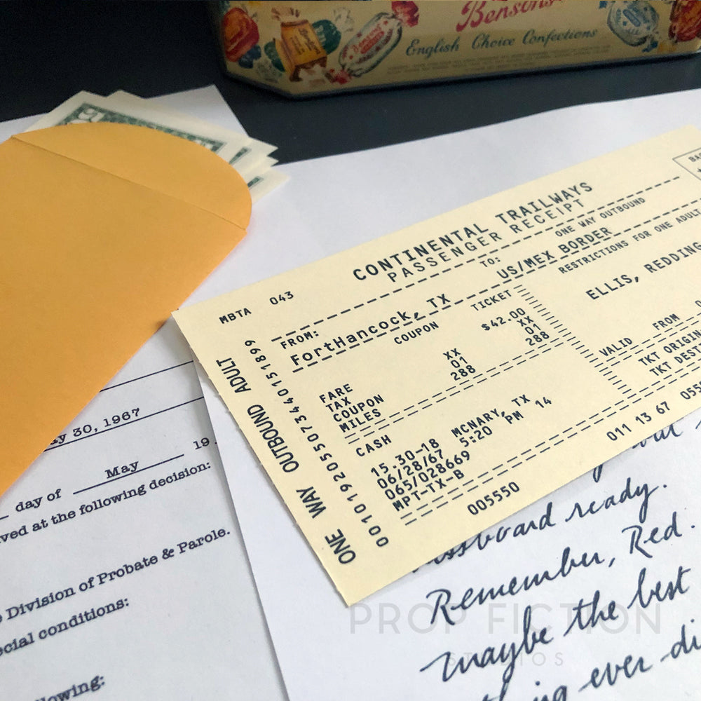 Shawshank Redemption - Red’s Postcard / Parole Form / Prop Letter Replica Set