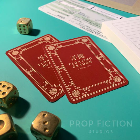 James Bond 007 Cosplay Display: Skyfall - Pair of Floating Dragon Casino Poker Playing Cards