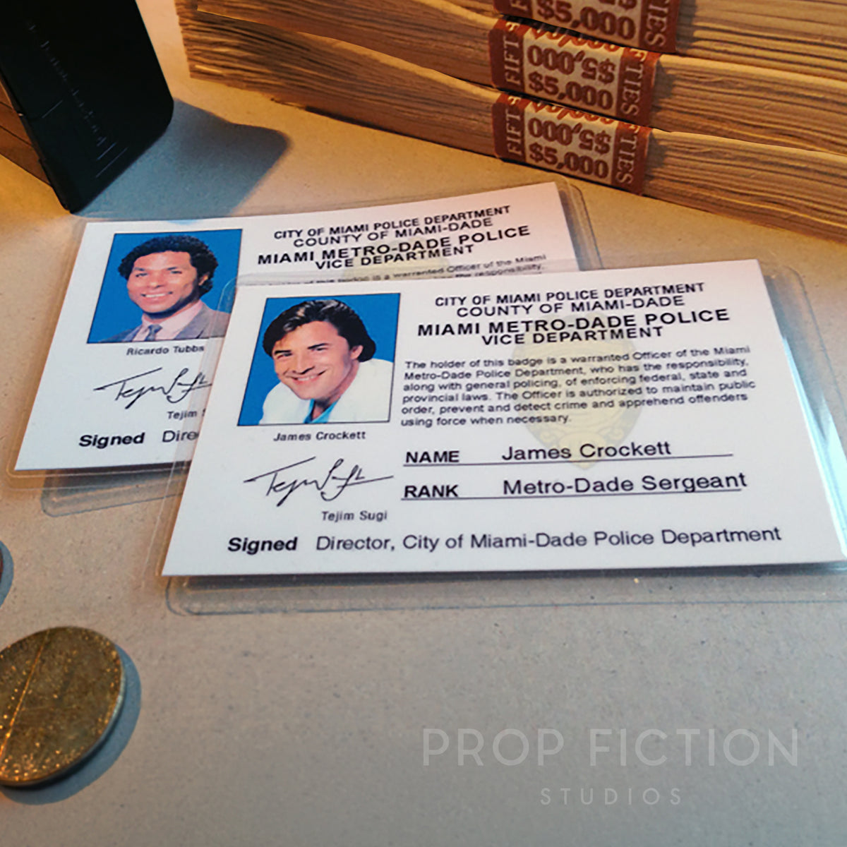 Miami Vice - James Crockett & Ricardo Tubbs Miami Detective Prop ID Cards