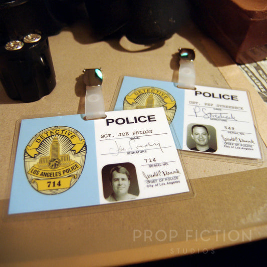 Dragnet - Pair of Prop Display Police Detective Warrant Clip-on IDs / Cosplay ID Card Set