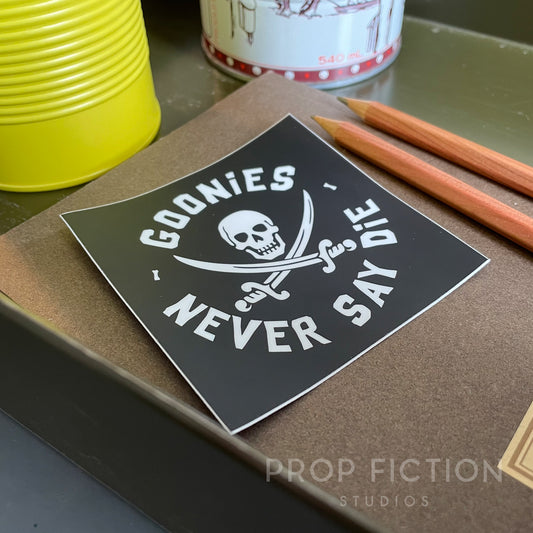 The Goonies - Retro Prop 'Goonies Never Say Die’ Square Sticker / Pirate Decal