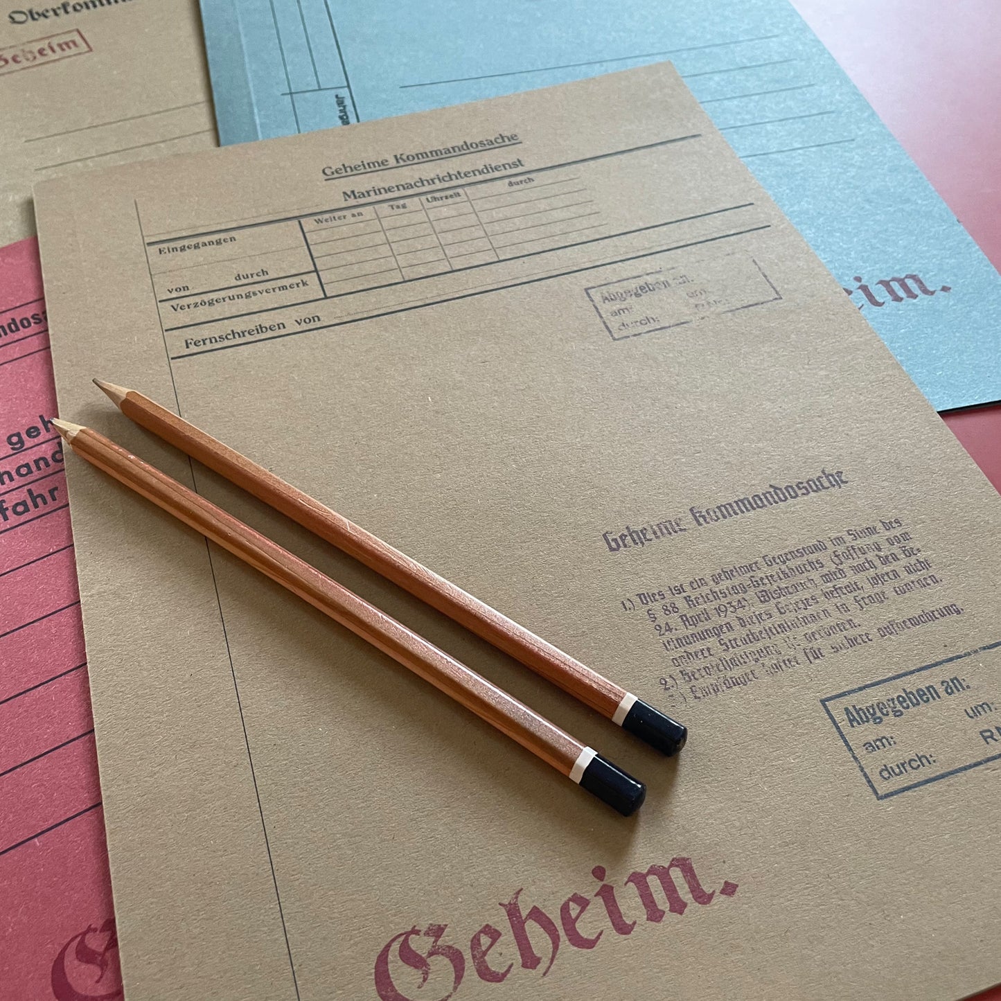 Prop 1930s / 1940s Cosplay Spy Files / 5 x Vintage German Intelligence Folder Set