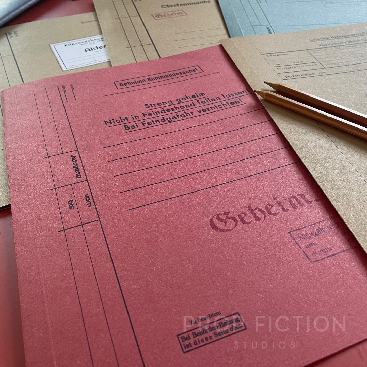 Prop 1930s / 1940s Cosplay Spy Files / 5 x Vintage German Intelligence Folder Set
