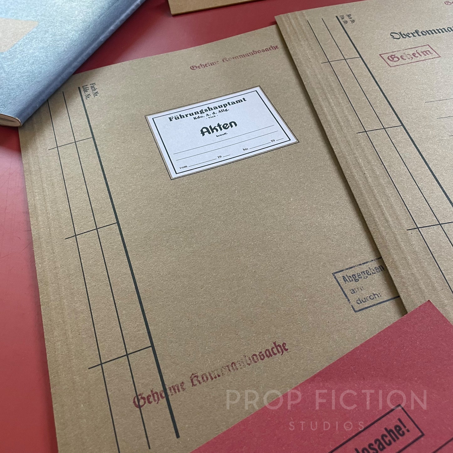 Prop 1930s / 1940s Cosplay Spy Files / 5 x Vintage German Intelligence Folder Set