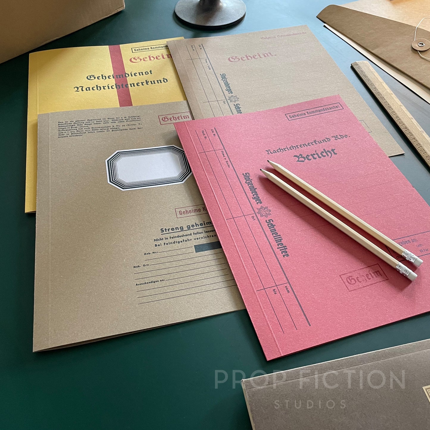 Historical Prop 1930s / 40s Cosplay Spy Files / 4 x Vintage German Intelligence Folder Set