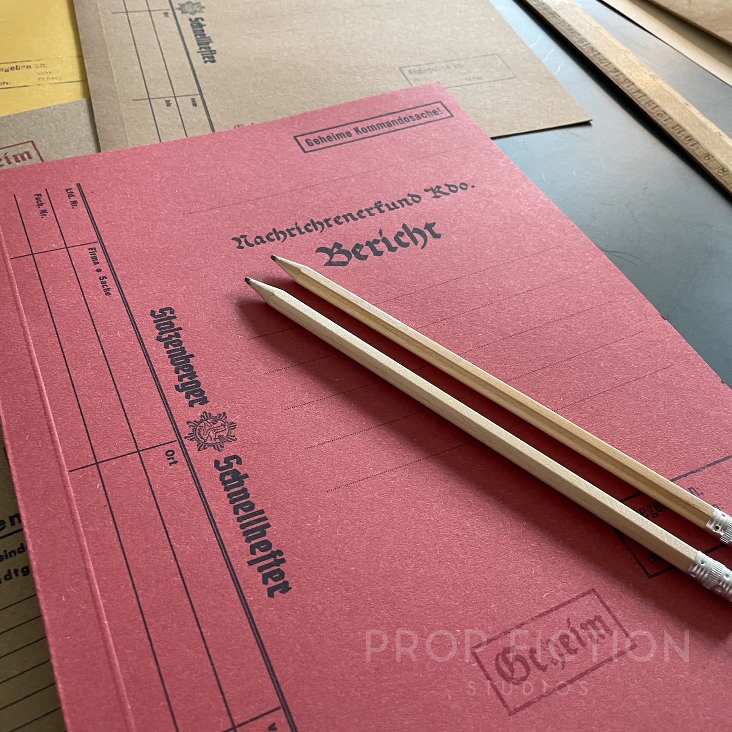 Historical Prop 1930s / 40s Cosplay Spy Files / 4 x Vintage German Intelligence Folder Set