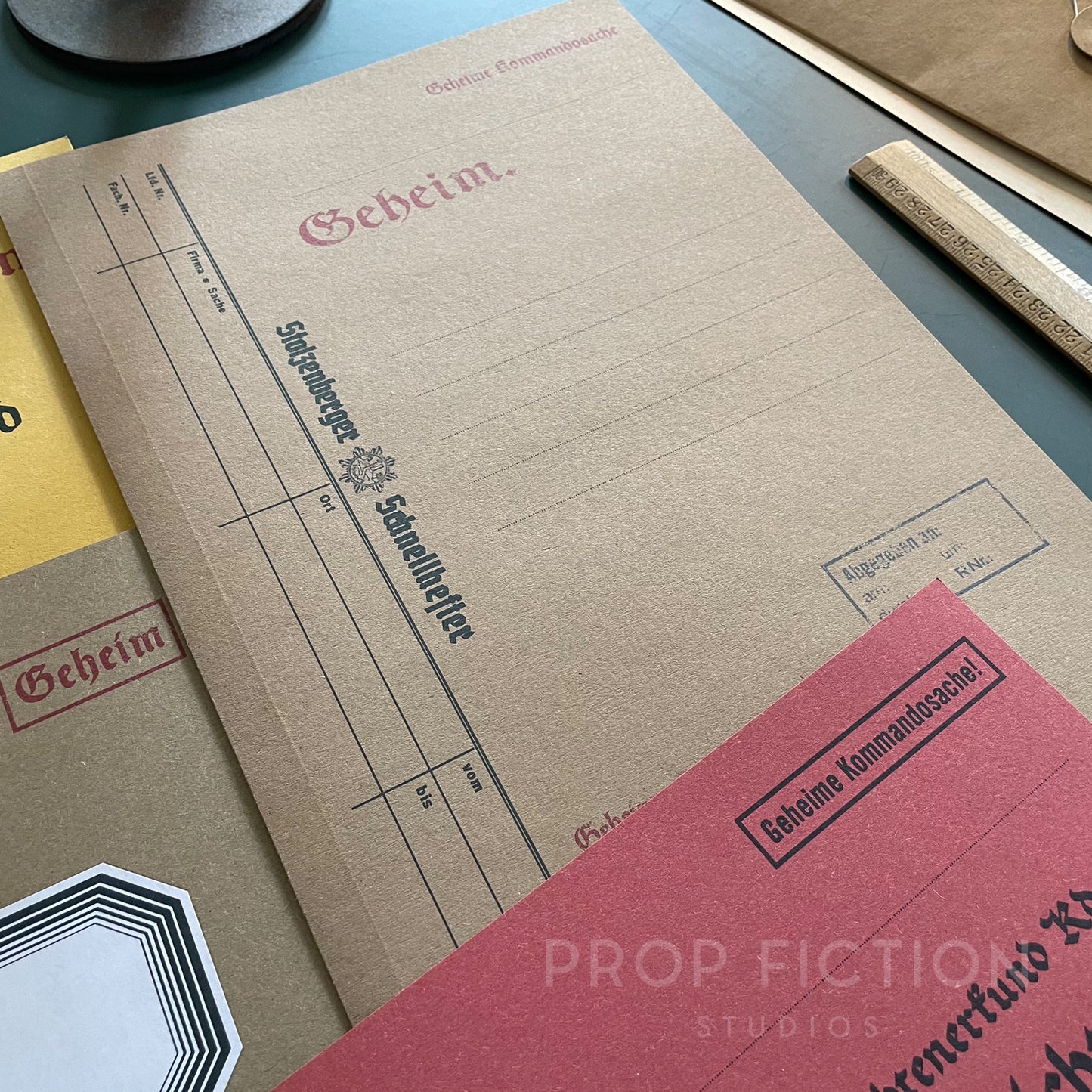 Historical Prop 1930s / 40s Cosplay Spy Files / 4 x Vintage German Intelligence Folder Set