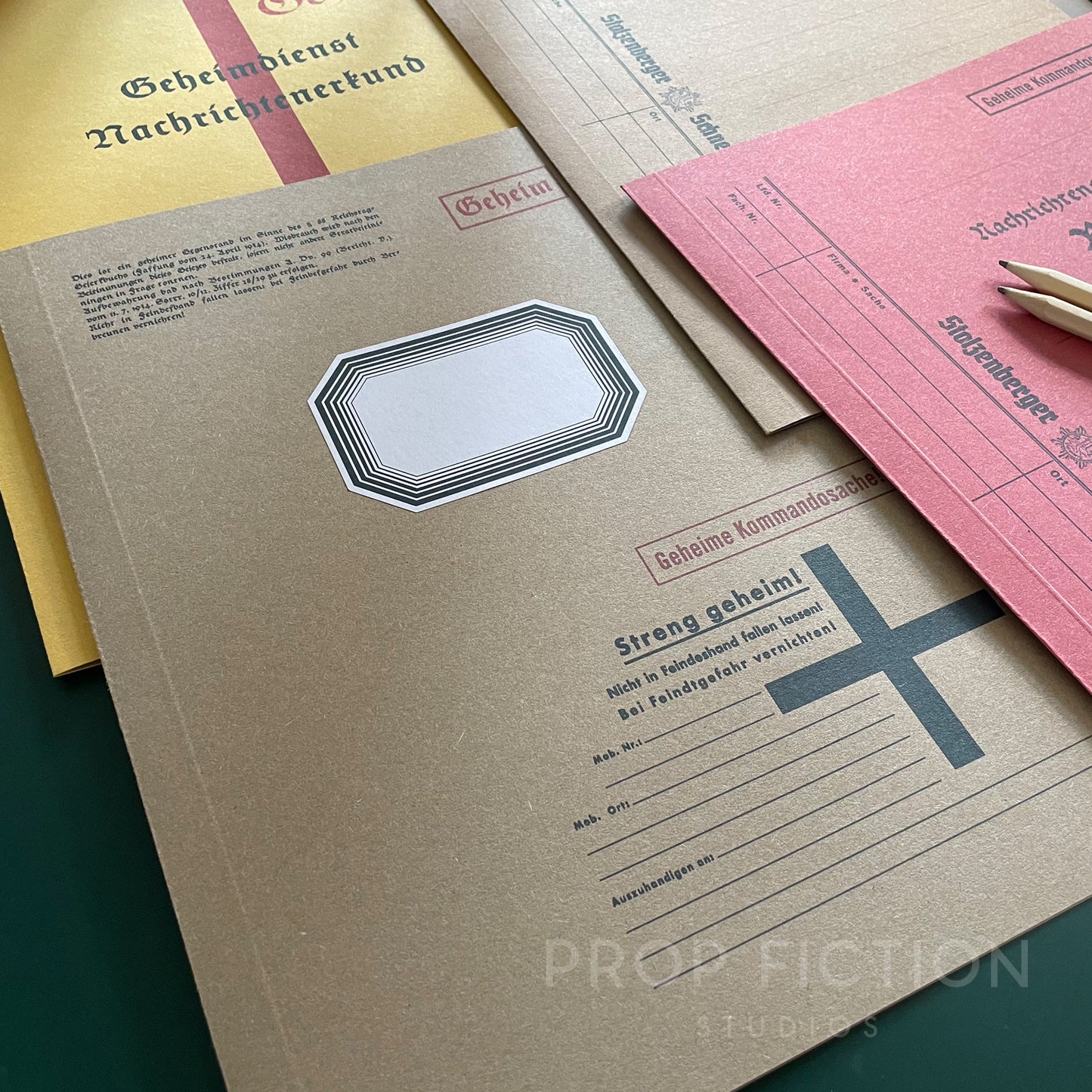 Historical Prop 1930s / 40s Cosplay Spy Files / 4 x Vintage German Intelligence Folder Set