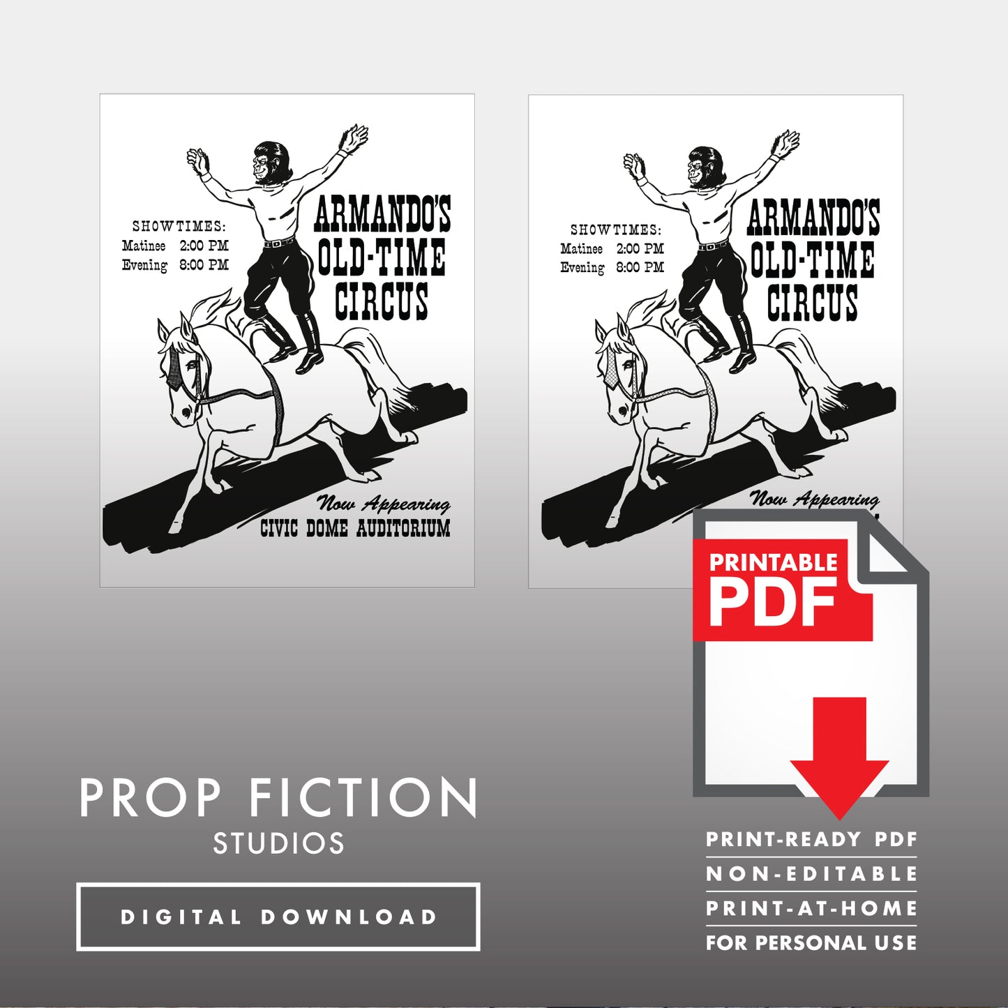 Armando's Old-Time Circus: Printable PDF - Pair of Conquest Circus Posters / Flyers - Printable PDFs / Digital Downloads