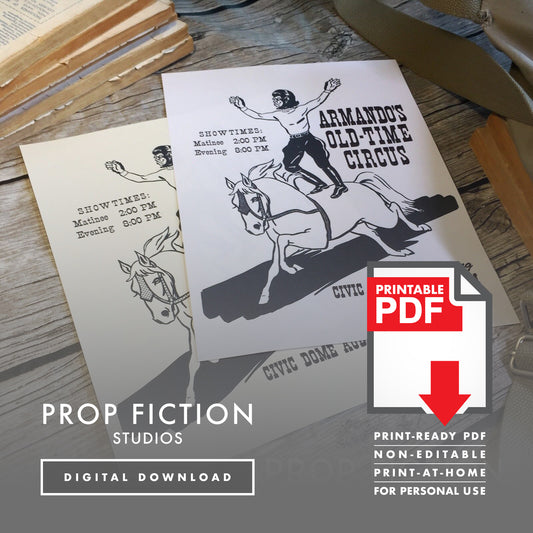 Armando's Old-Time Circus: Printable PDF - Pair of Conquest Circus Posters / Flyers - Printable PDFs / Digital Downloads