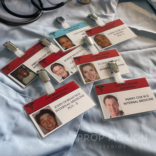Scrubs: Season 2 - Clip-on Sacred Heart Hospital Prop / Cosplay ID Card Set