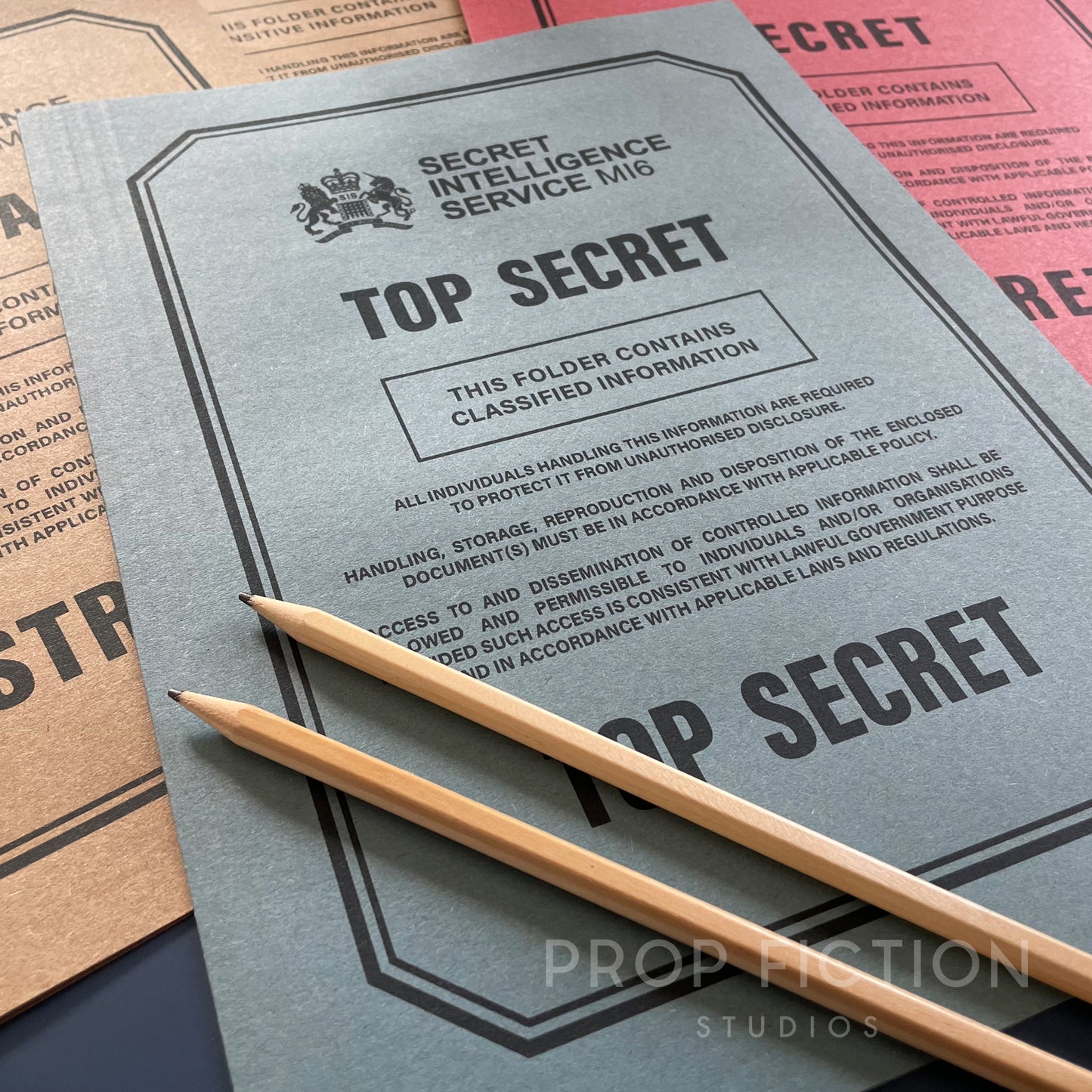 Movie Prop Top Secret Agent Intelligence Files / 4 x Cosplay SIS Spy Folder Set