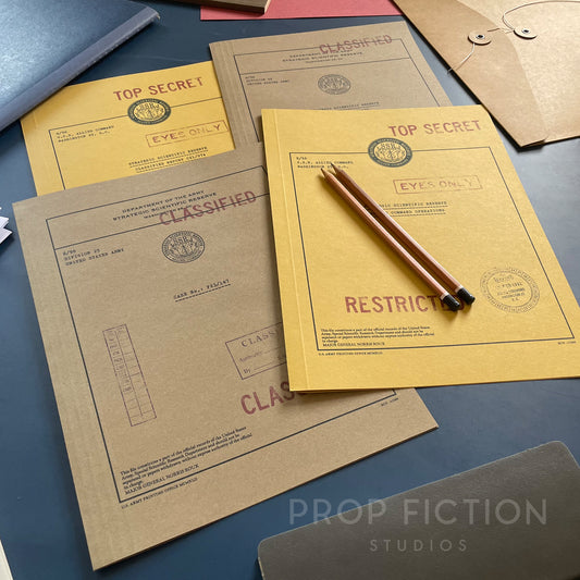 Movie Prop 1940s Secret Strategic Scientific Research Files / 4 x Cosplay SSR Folder Set