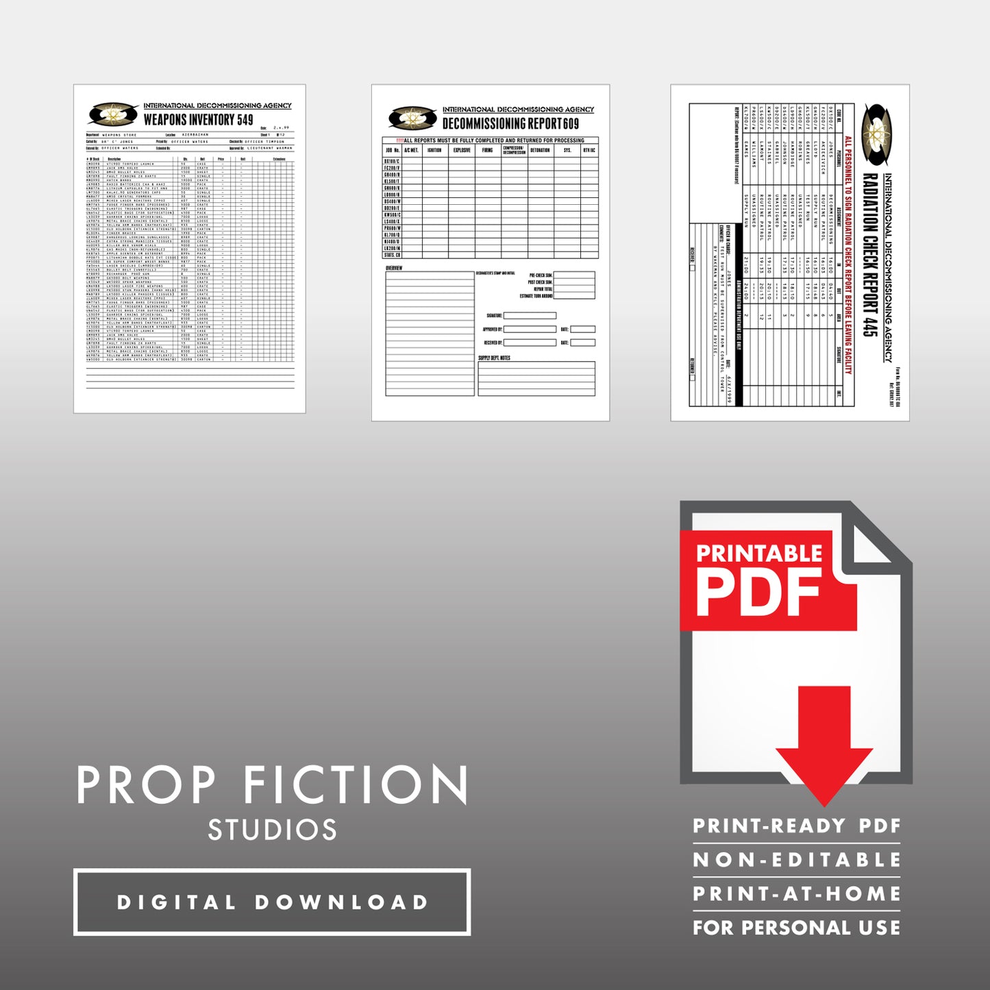 TWINE: Printable PDF - Set of I.D.A. Paperwork / Nuclear Weapons Decommissioning Reports - Printable PDF / Digital Downloads