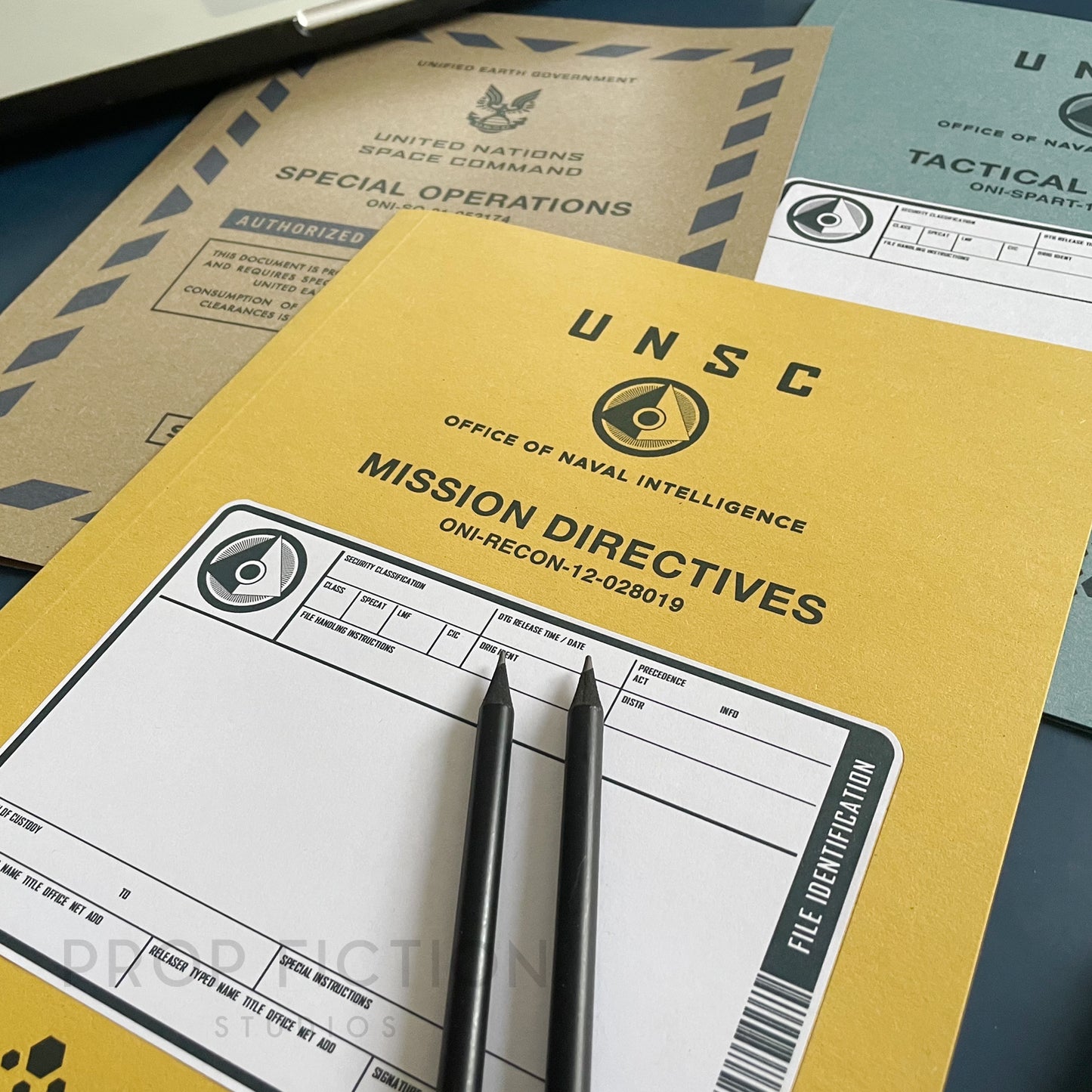 Movie Prop Top Secret ONI Intelligence Files / 3 x Cosplay UNSC Folder Set