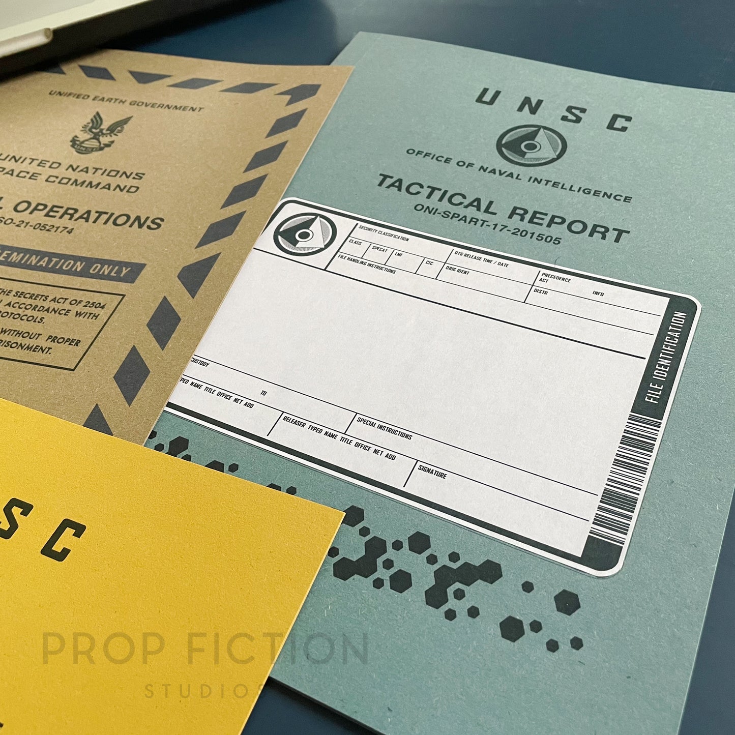 Movie Prop Top Secret ONI Intelligence Files / 3 x Cosplay UNSC Folder Set