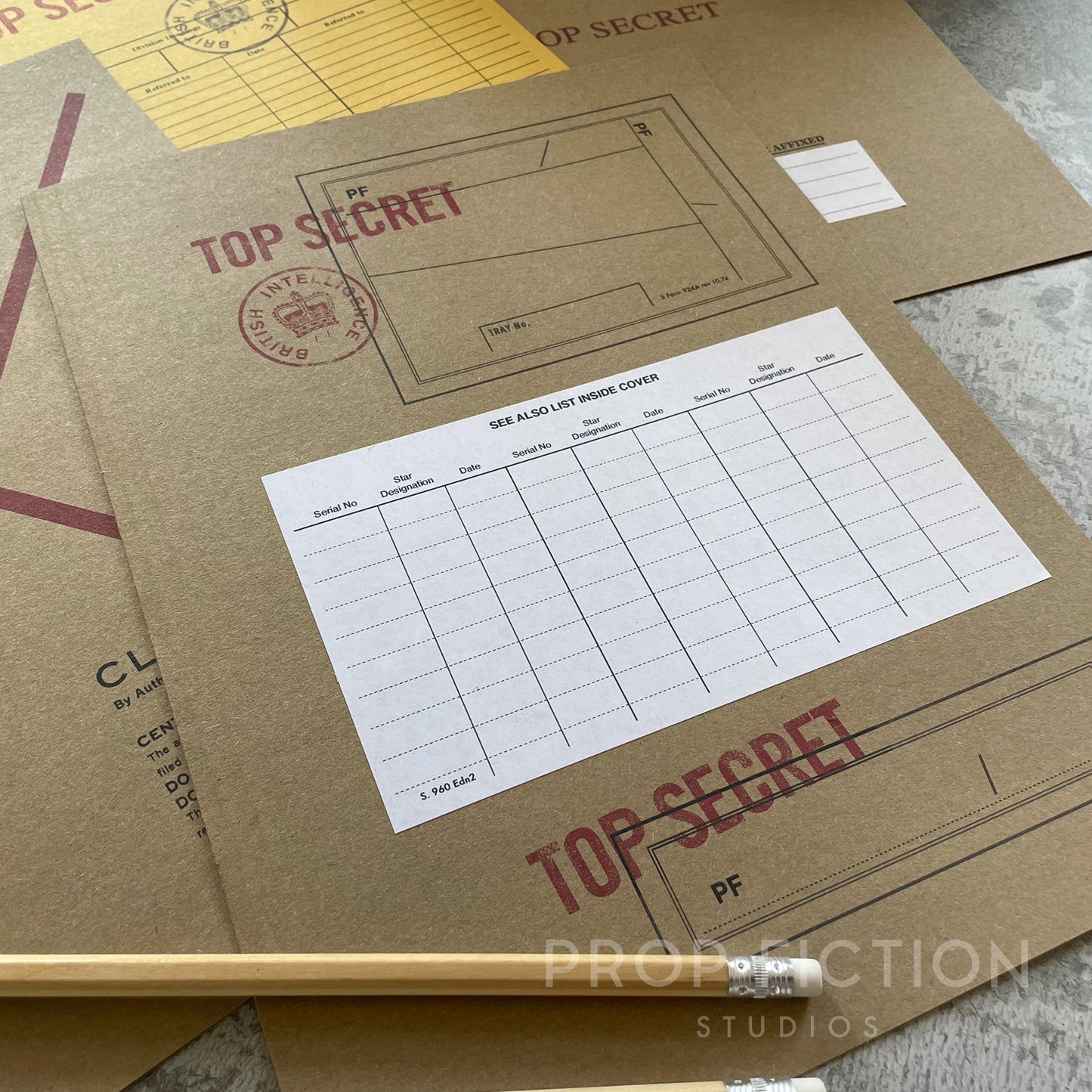 Movie Prop Vintage 1960s/1970s Top Secret Agent Mission Files / 4 x Cosplay Spy Folder Set