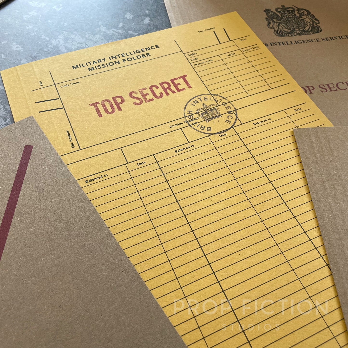 Movie Prop Vintage 1960s/1970s Top Secret Agent Mission Files / 4 x Cosplay Spy Folder Set