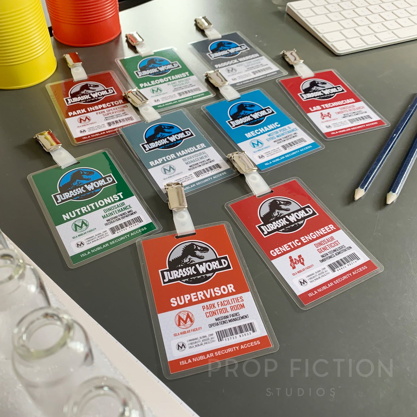 JPU / JW - Prop Masrani Security Clip-on Passes / Cosplay ID Card Badge Set