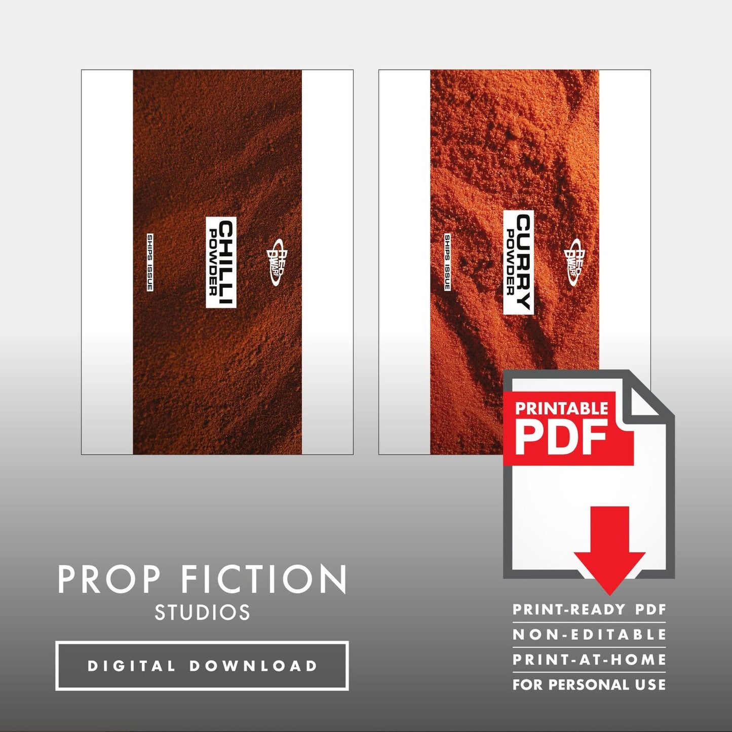 JMC Red Dwarf Ship's Issue Sauces / Spices Label Set: Printable PDFs - Prop Stores Cosplay Label Sets - Printable PDFs / Digital Downloads