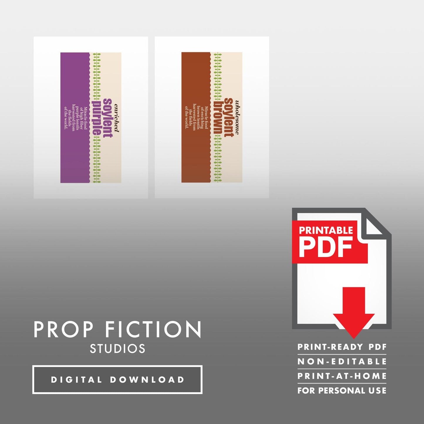 Soylent Green Can Display: Printable PDF - Prop Soylent Food Tin Cosplay Label Set - Printable PDF / Digital Download