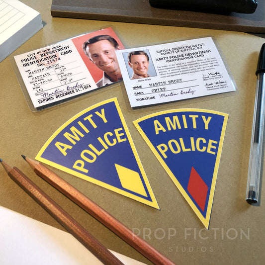 Jaws: Prop Martin Brody Detective Warrant ID Cards & Amity Police Equipment Decals