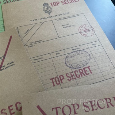 Movie Prop Vintage Naval Intelligence Files / 5 x Cosplay Spy Folder Set