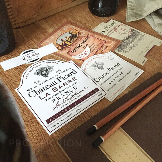 Cosplay Props: Chateau Picard Wine Bottle 4 Label Set / Cosplay Drink Stickers