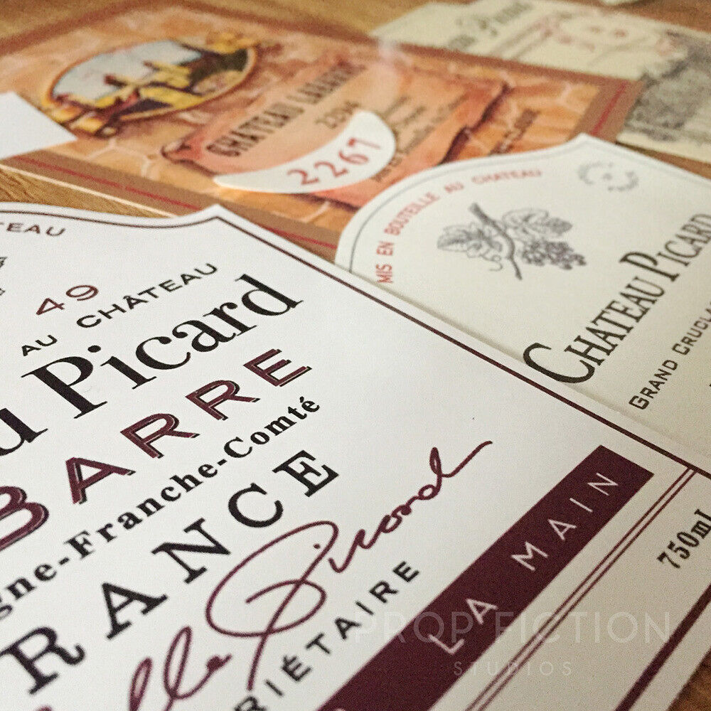 Cosplay Props: Chateau Picard Wine Bottle 4 Label Set / Cosplay Drink Stickers
