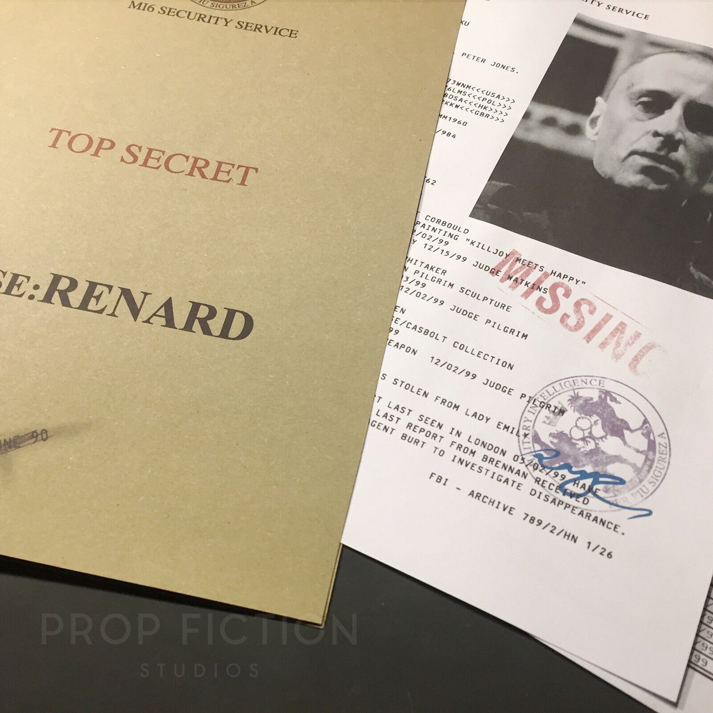 Cosplay Display: World is Not Enough TWINE - Prop MI6 Renard Report Case File