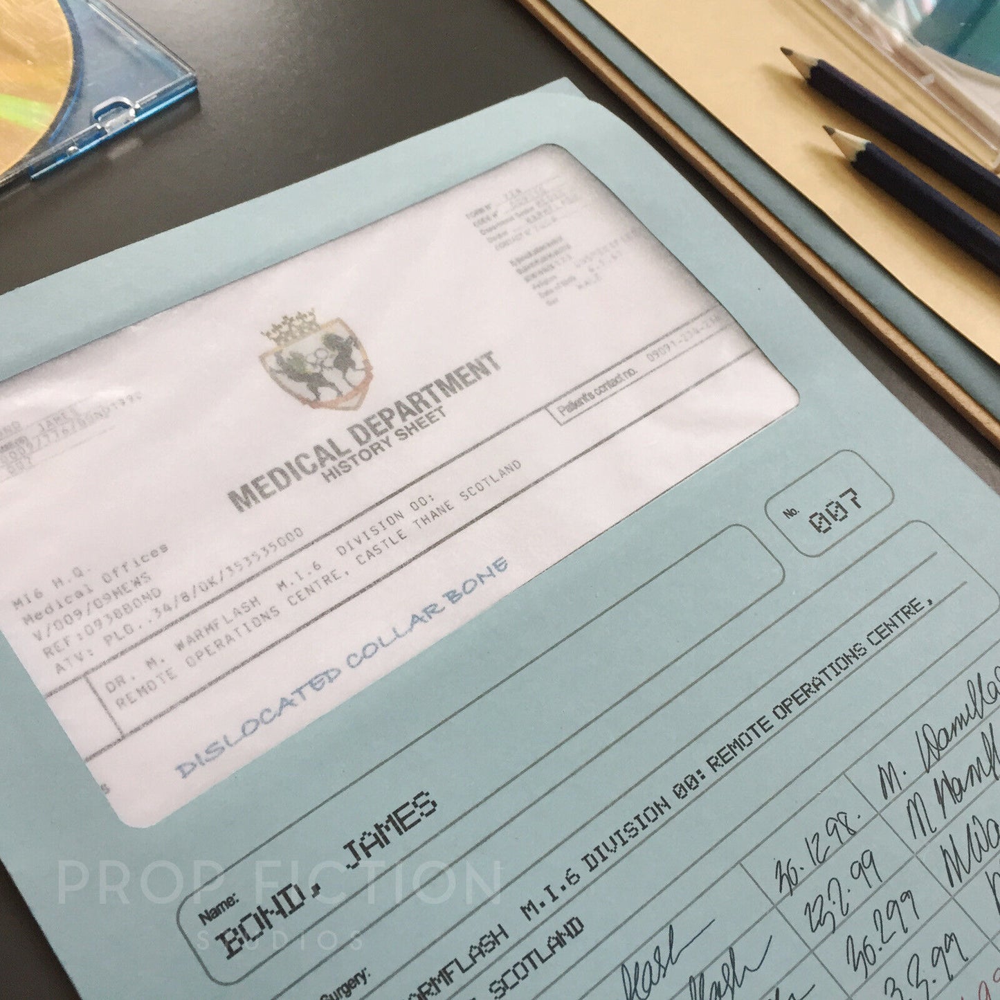 Cosplay Display: The World is Not Enough TWINE - Prop MI6 Medical Report File