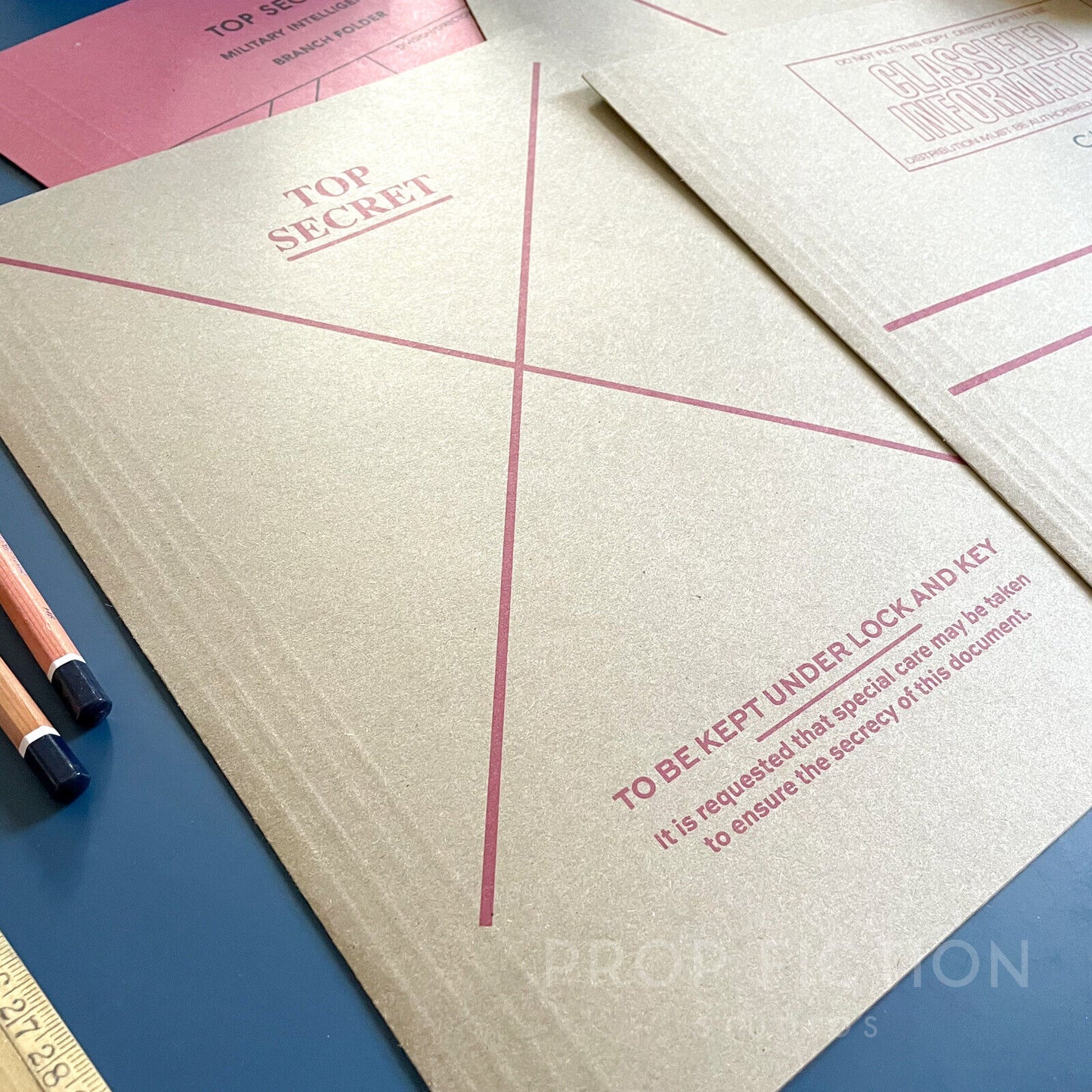 Movie Prop Secret Agent Mission Intelligence Files / 4 x Cosplay Spy Folder Set