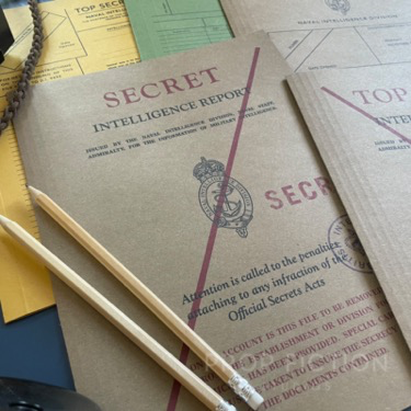 Movie Prop Vintage Naval Intelligence Files / 5 x Cosplay Spy Folder Set