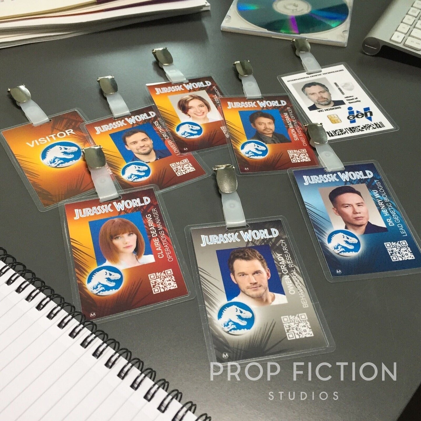 JPU / JW - Prop Masrani / InGen Pass Clip-on Prop / Cosplay ID Cards