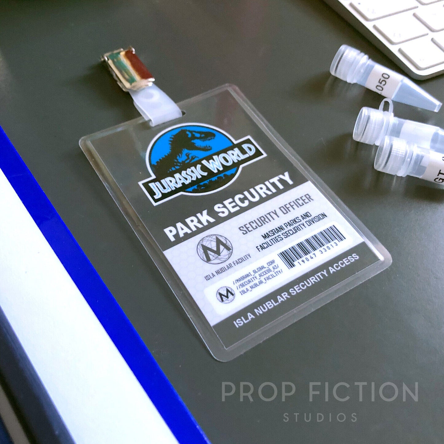 JPU / JW - Prop Masrani Security Clip-on Passes / Cosplay ID Card Badges