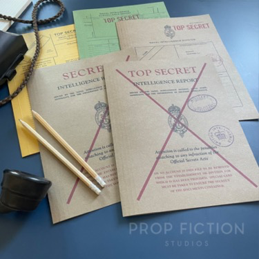 Movie Prop Vintage Naval Intelligence Files / 5 x Cosplay Spy Folder Set
