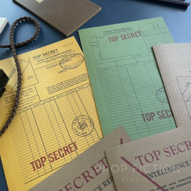 Movie Prop Vintage Naval Intelligence Files / 5 x Cosplay Spy Folder Set