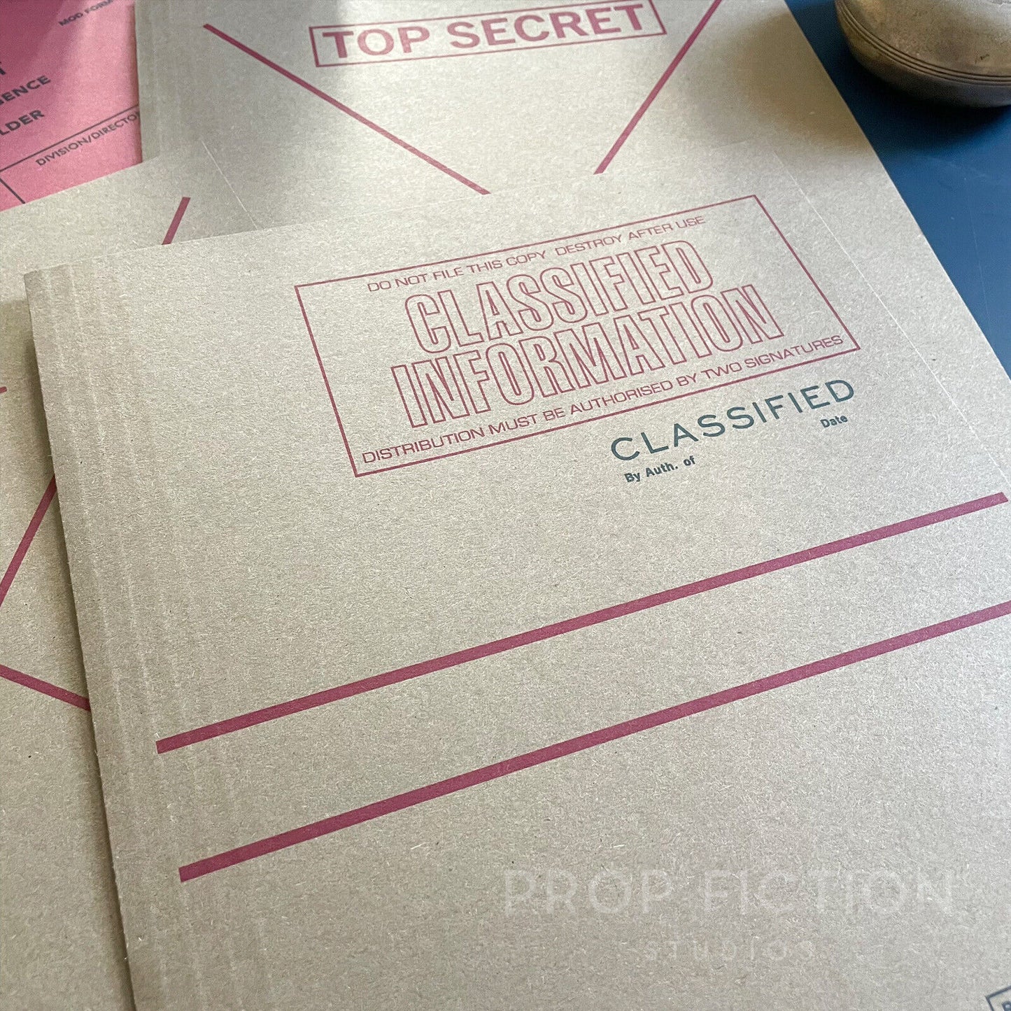 Movie Prop Secret Agent Mission Intelligence Files / 4 x Cosplay Spy Folder Set